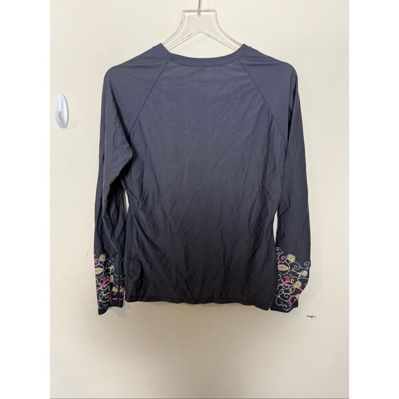 Athleta Charcoal Graphic Long Sleeve Rash Guard Size L UPF Sun Protection - Picture 5 of 5
